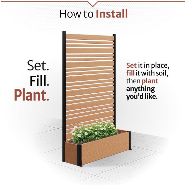 6ft H Florence Freestanding Patio Screen w/ Planter Box (Cedar